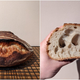 bread loaf, and hand holding bread